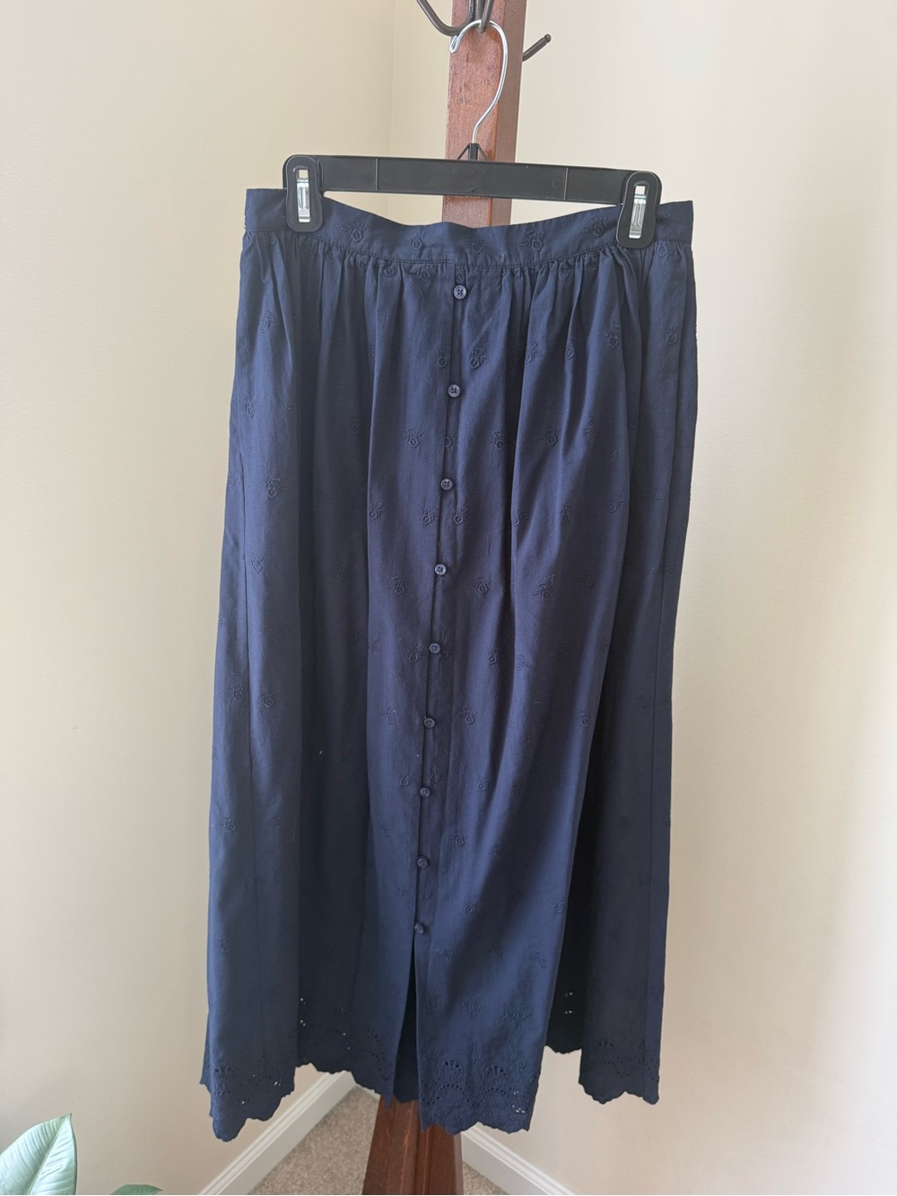 Trovata Navy Eyelet Button-Front Maxi Skirt - Picture 2 of 8